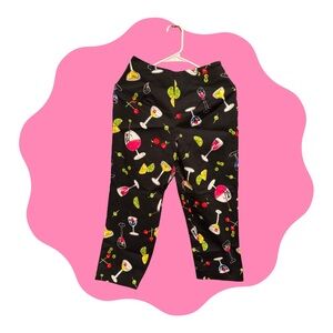 Briggs New York Womens Black Leggings with Colorful Drink Pattern